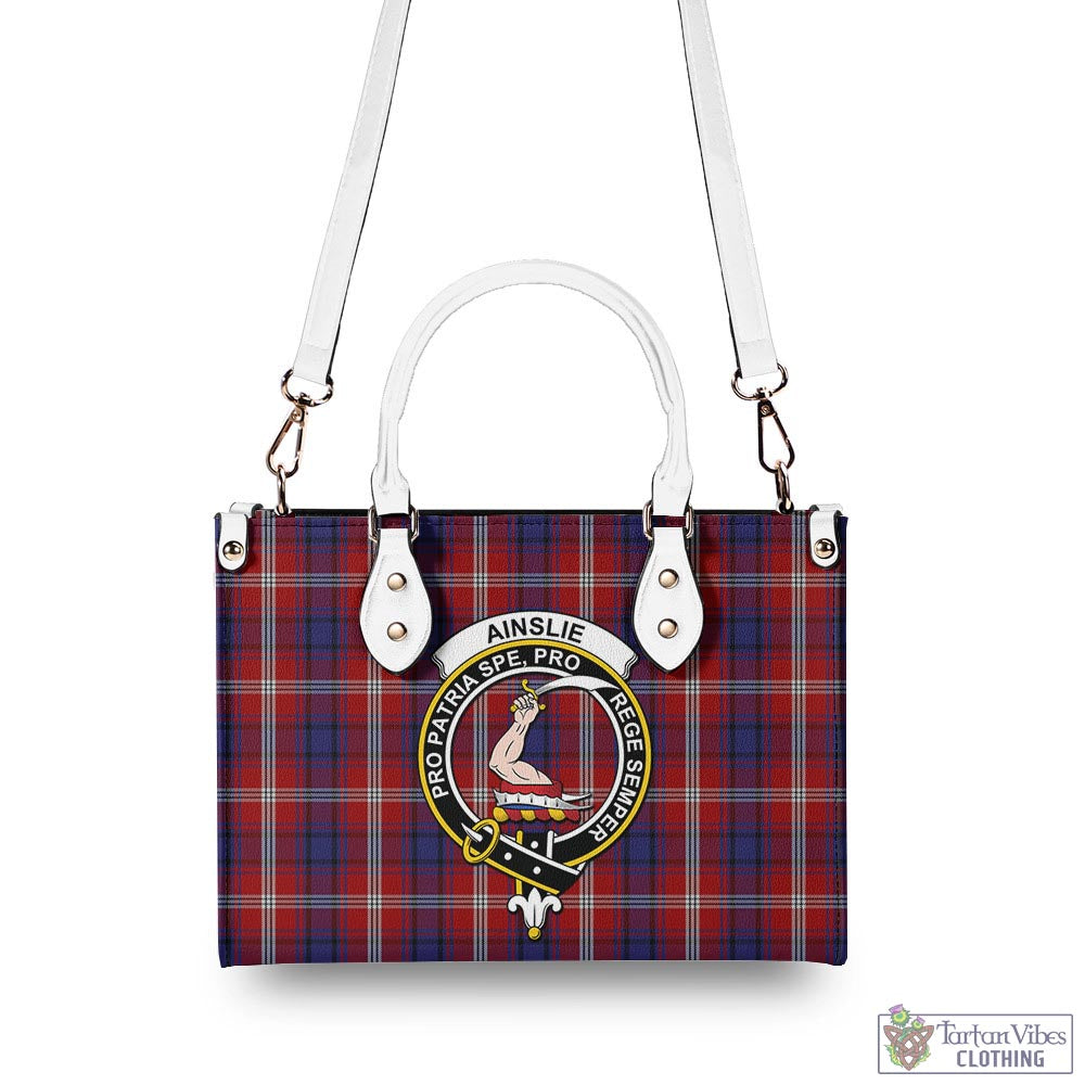 Tartan Vibes Clothing Ainslie Tartan Luxury Leather Handbags with Family Crest