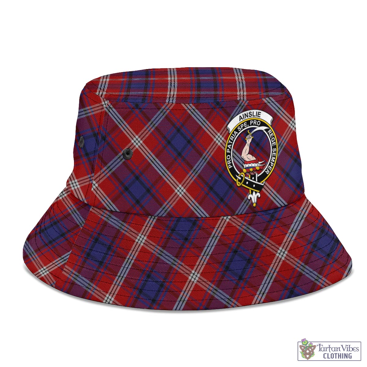 Tartan Vibes Clothing Ainslie Tartan Bucket Hat with Family Crest