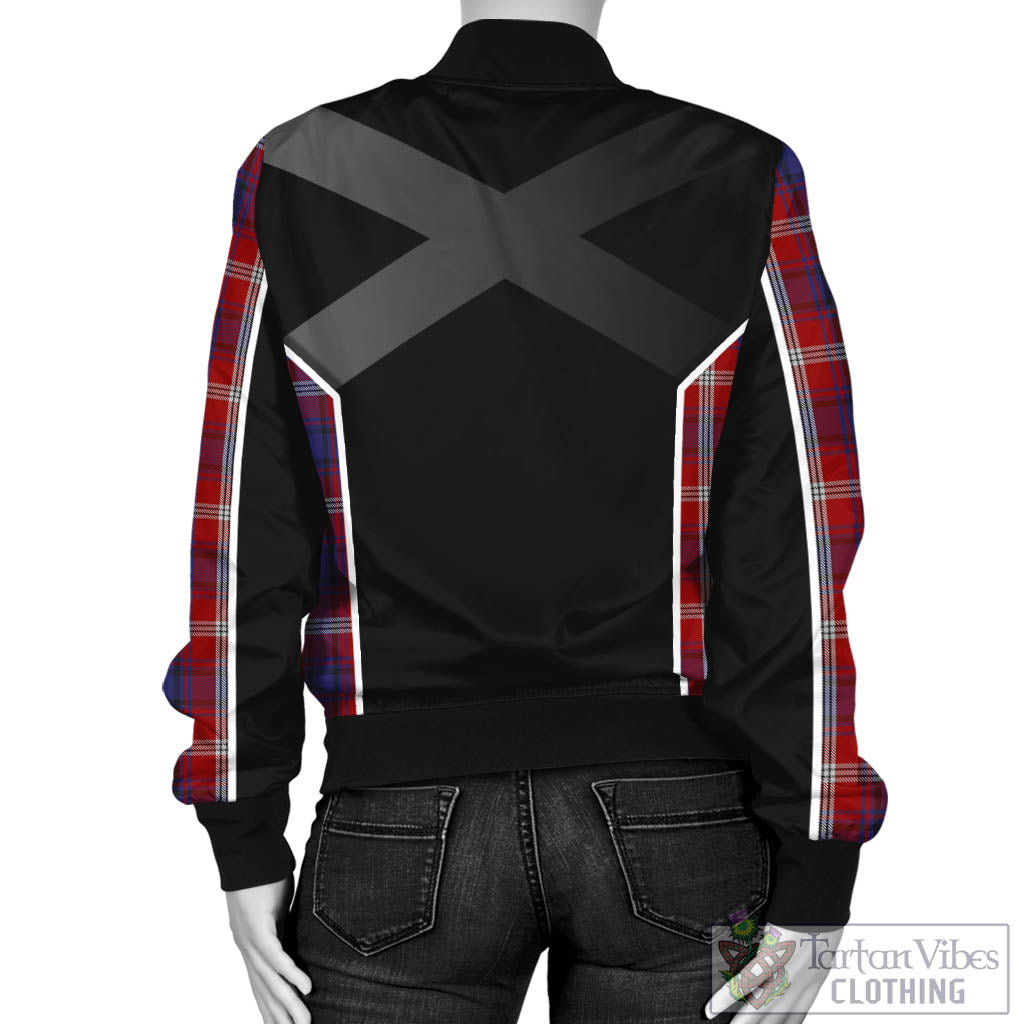 Tartan Vibes Clothing Ainslie Tartan Bomber Jacket with Family Crest and Scottish Thistle Vibes Sport Style