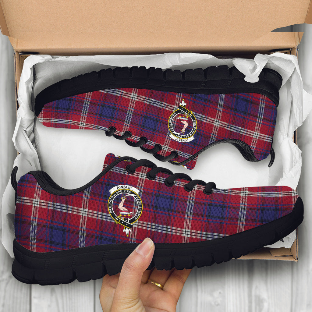Ainslie Tartan Sneakers with Family Crest - Tartanvibesclothing
