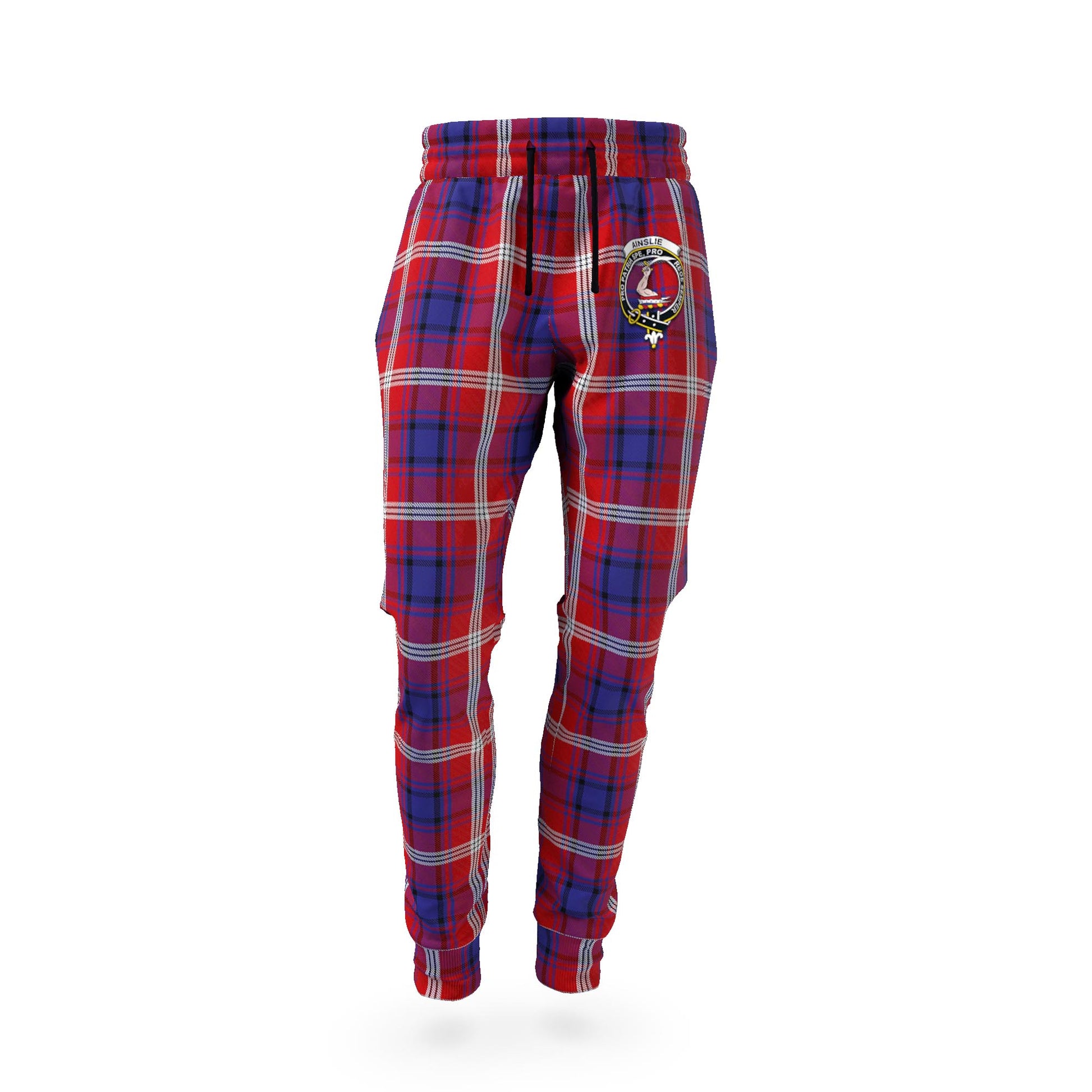 Ainslie Tartan Joggers Pants with Family Crest - Tartan Vibes Clothing