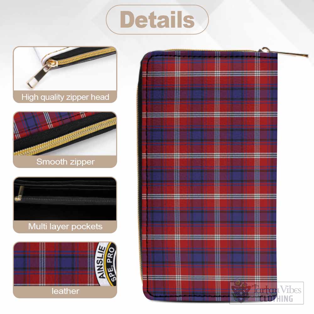 Ainslie Tartan Women's Leather Wallet with Family Crest - Tartan Vibes Clothing