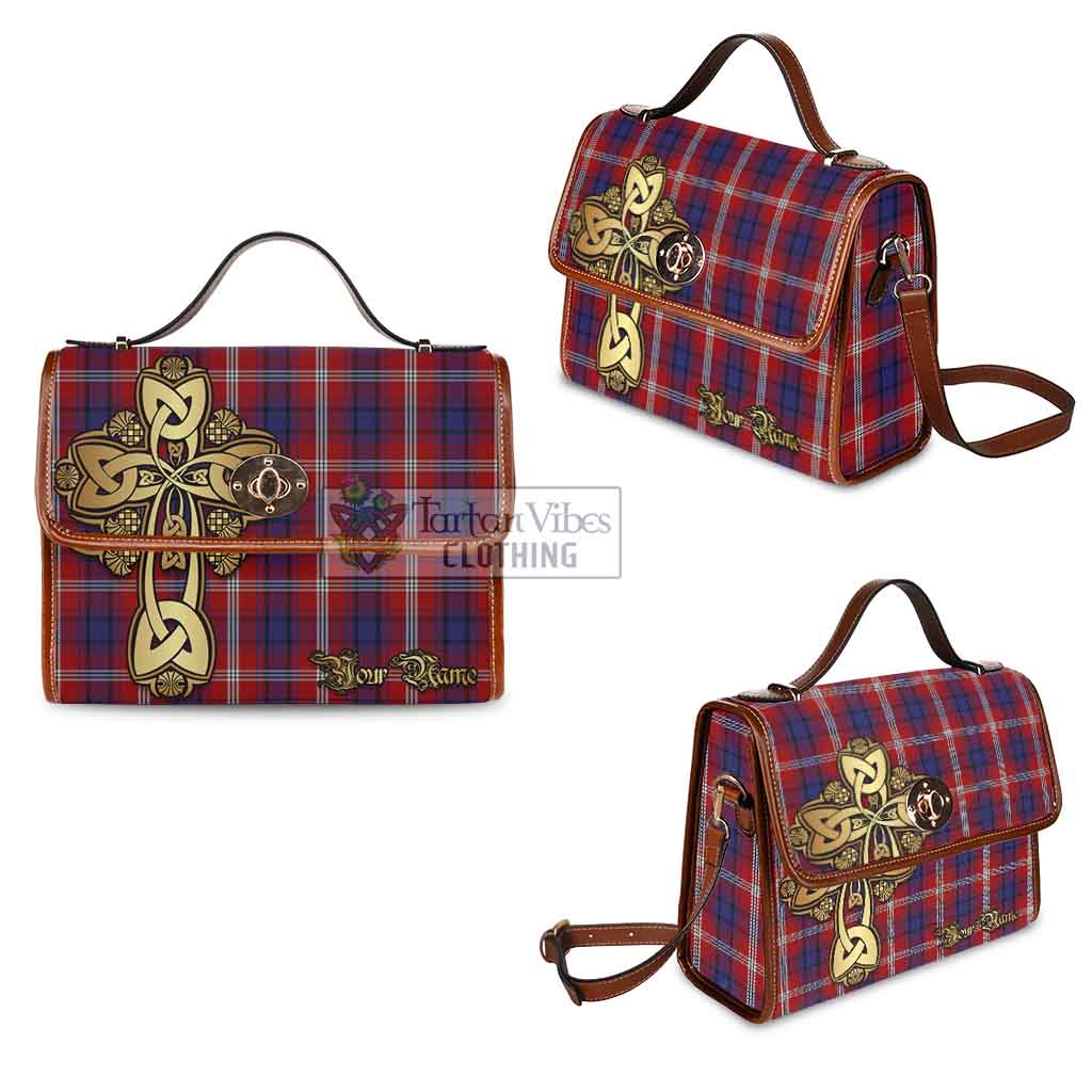 Tartan Vibes Clothing Ainslie Tartan Waterproof Canvas Bag Golden Thistle Celtic Cross Style