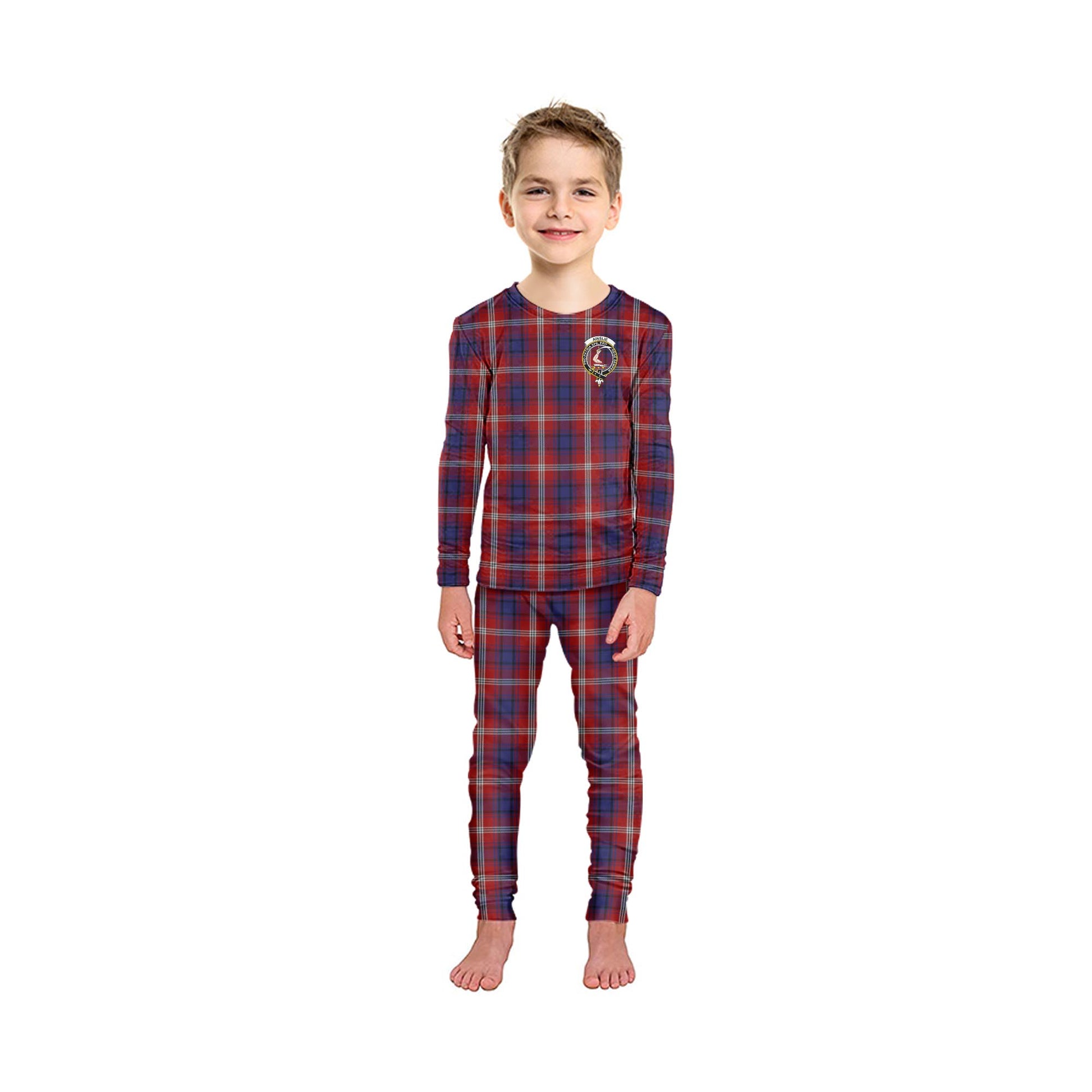 Ainslie Tartan Pajamas Family Set with Family Crest - Tartanvibesclothing