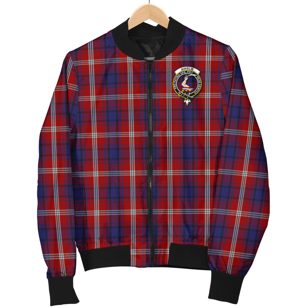 Ainslie Tartan Bomber Jacket with Family Crest - Tartanvibesclothing