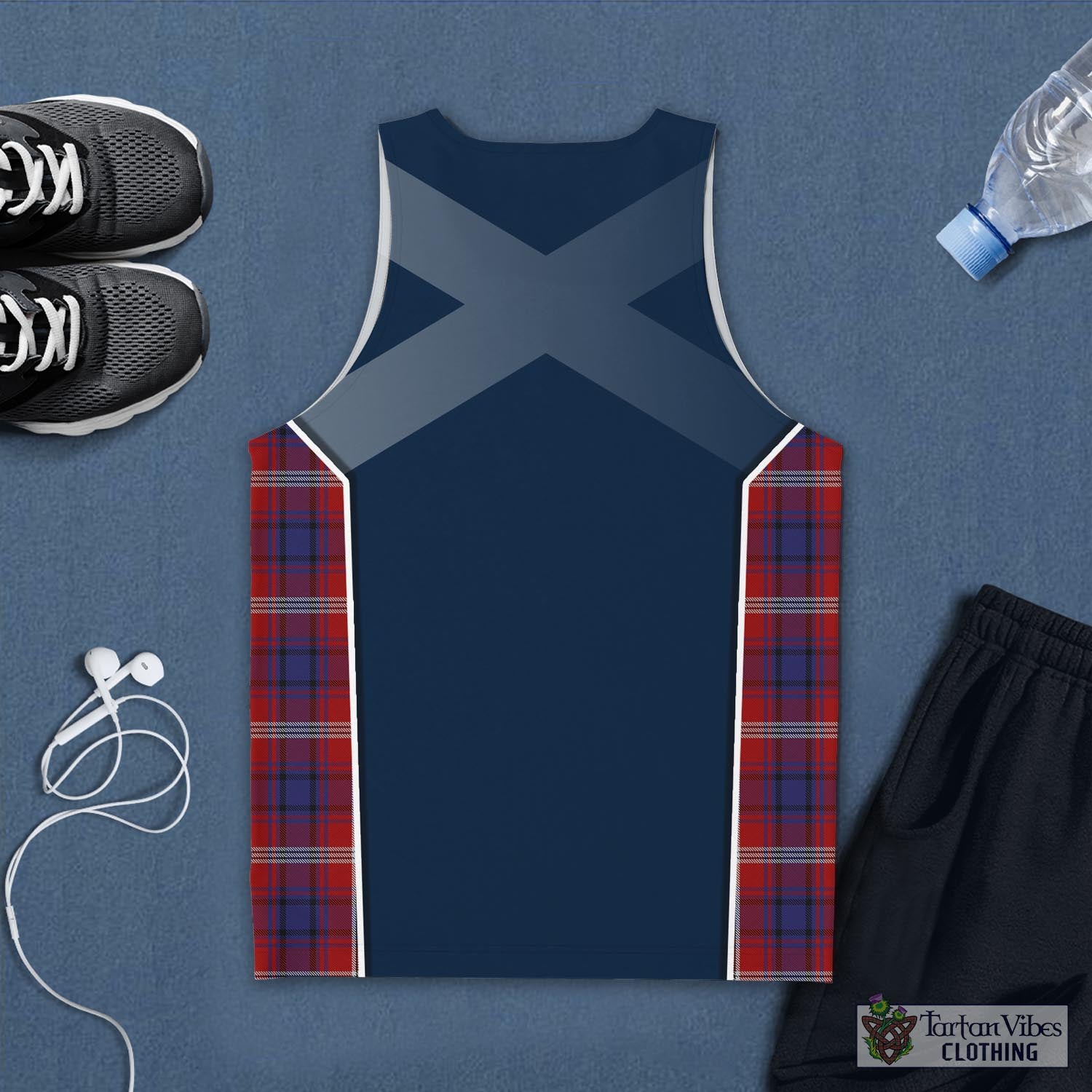 Tartan Vibes Clothing Ainslie Tartan Men's Tanks Top with Family Crest and Scottish Thistle Vibes Sport Style