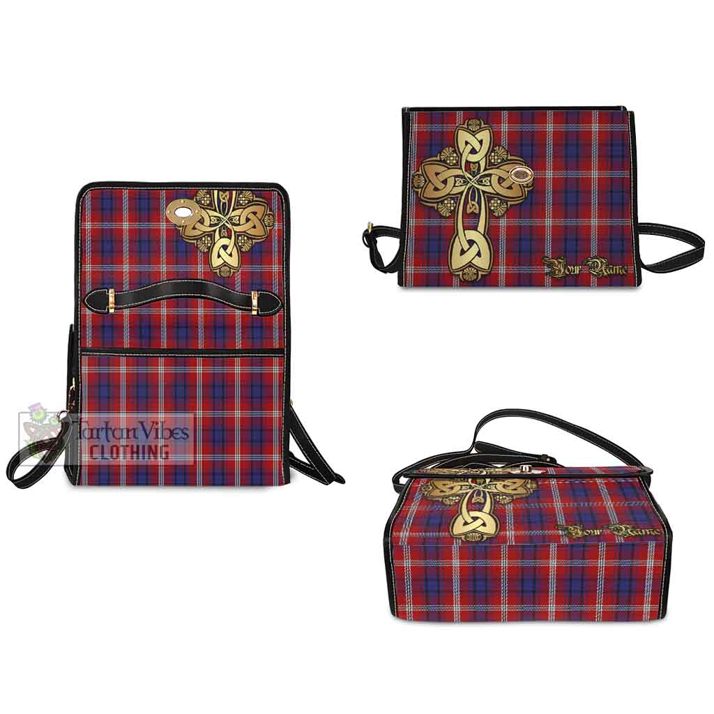 Tartan Vibes Clothing Ainslie Tartan Waterproof Canvas Bag Golden Thistle Celtic Cross Style