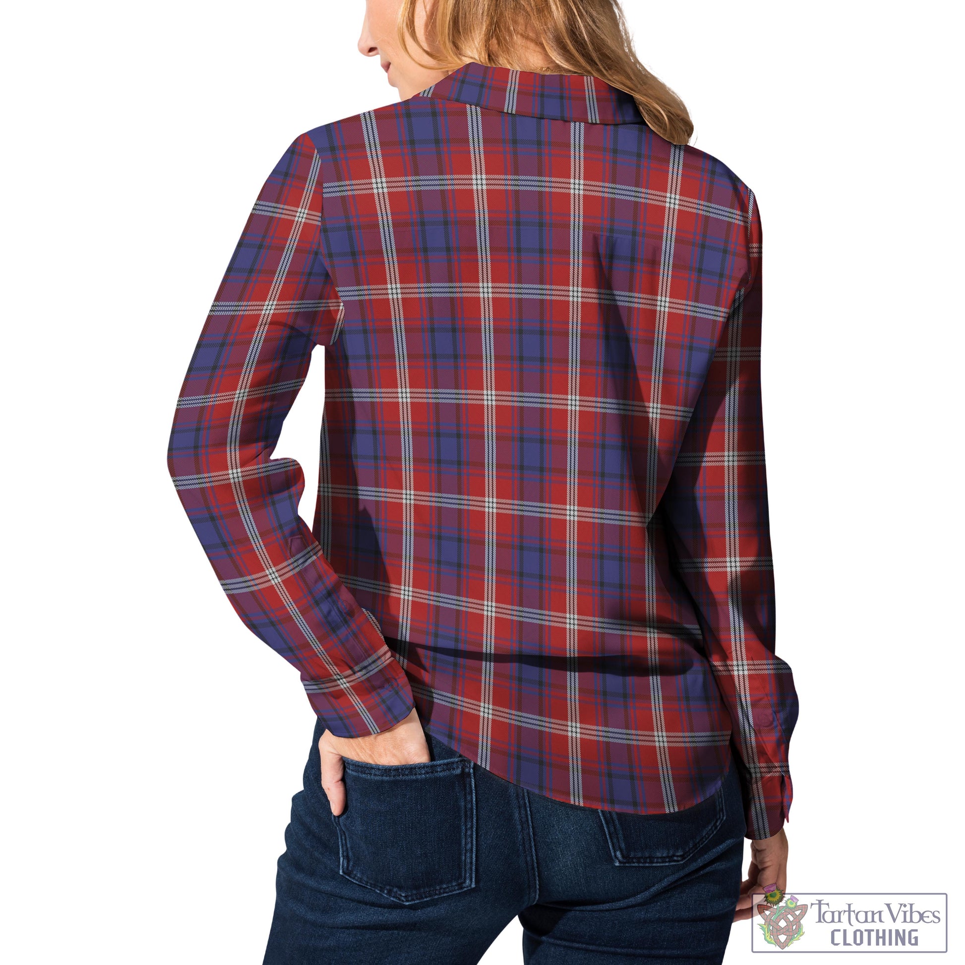 Tartan Vibes Clothing Ainslie Tartan Womens Casual Shirt with Family Crest