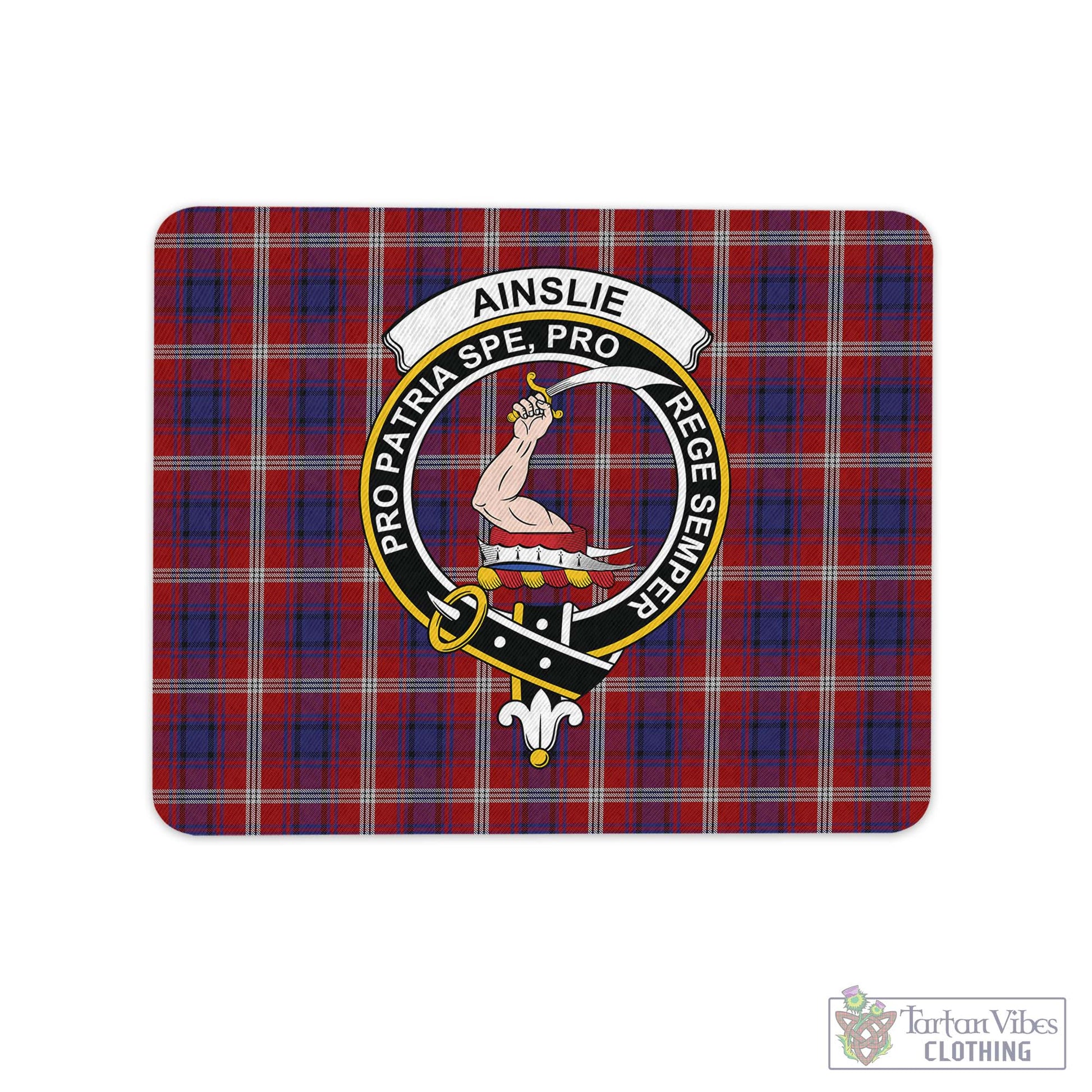 Tartan Vibes Clothing Ainslie Tartan Mouse Pad with Family Crest