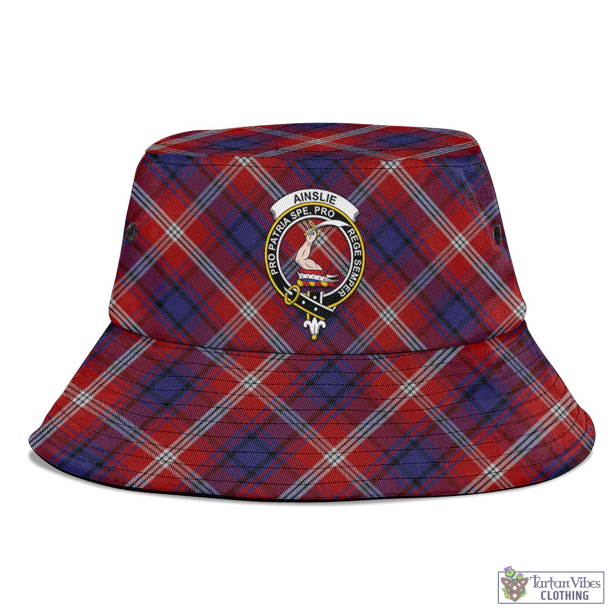 Tartan Vibes Clothing Ainslie Tartan Bucket Hat with Family Crest