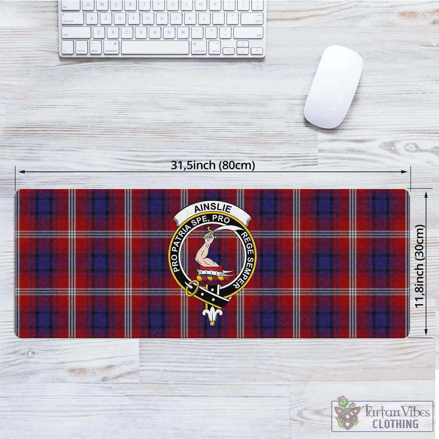 Tartan Vibes Clothing Ainslie Tartan Mouse Pad with Family Crest