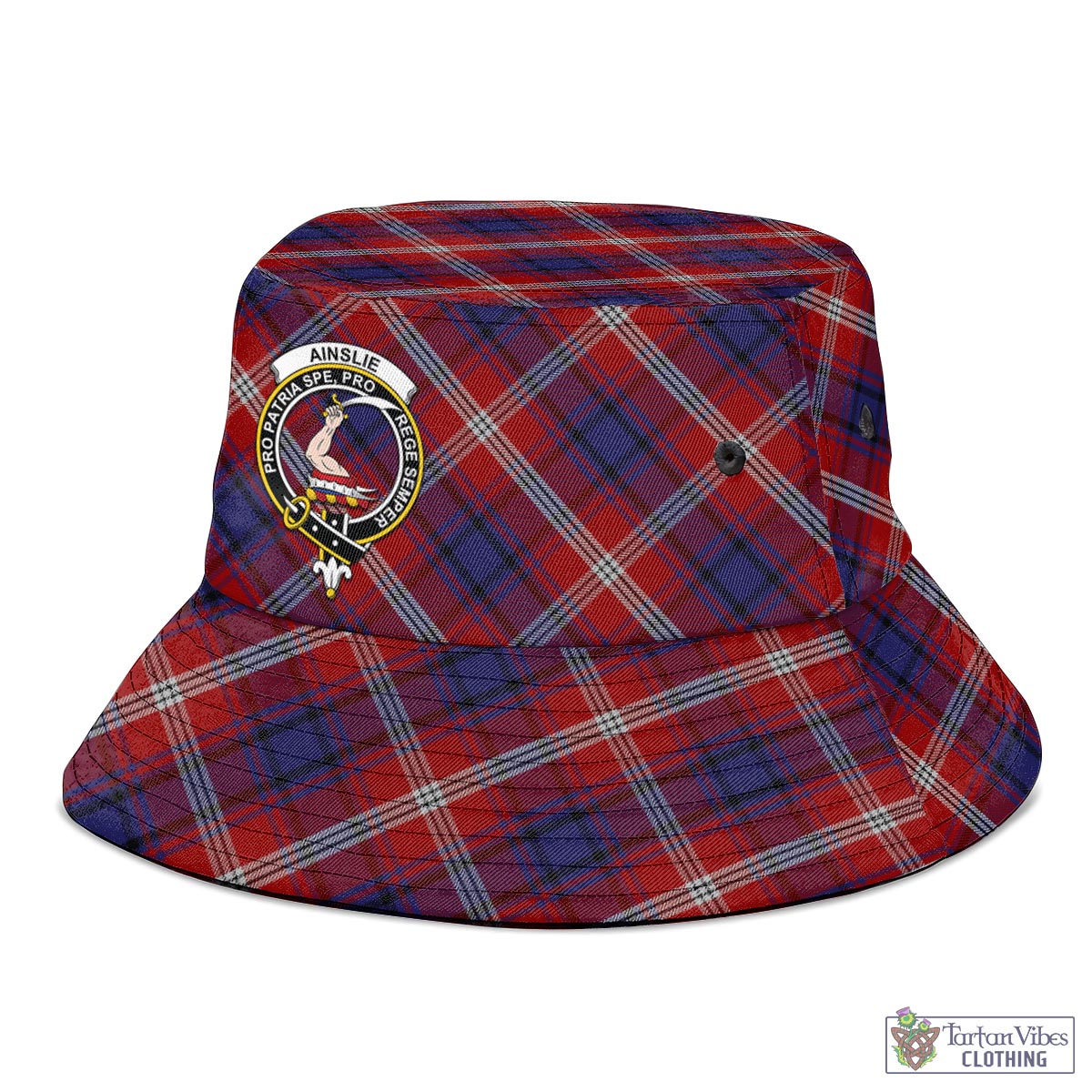 Tartan Vibes Clothing Ainslie Tartan Bucket Hat with Family Crest