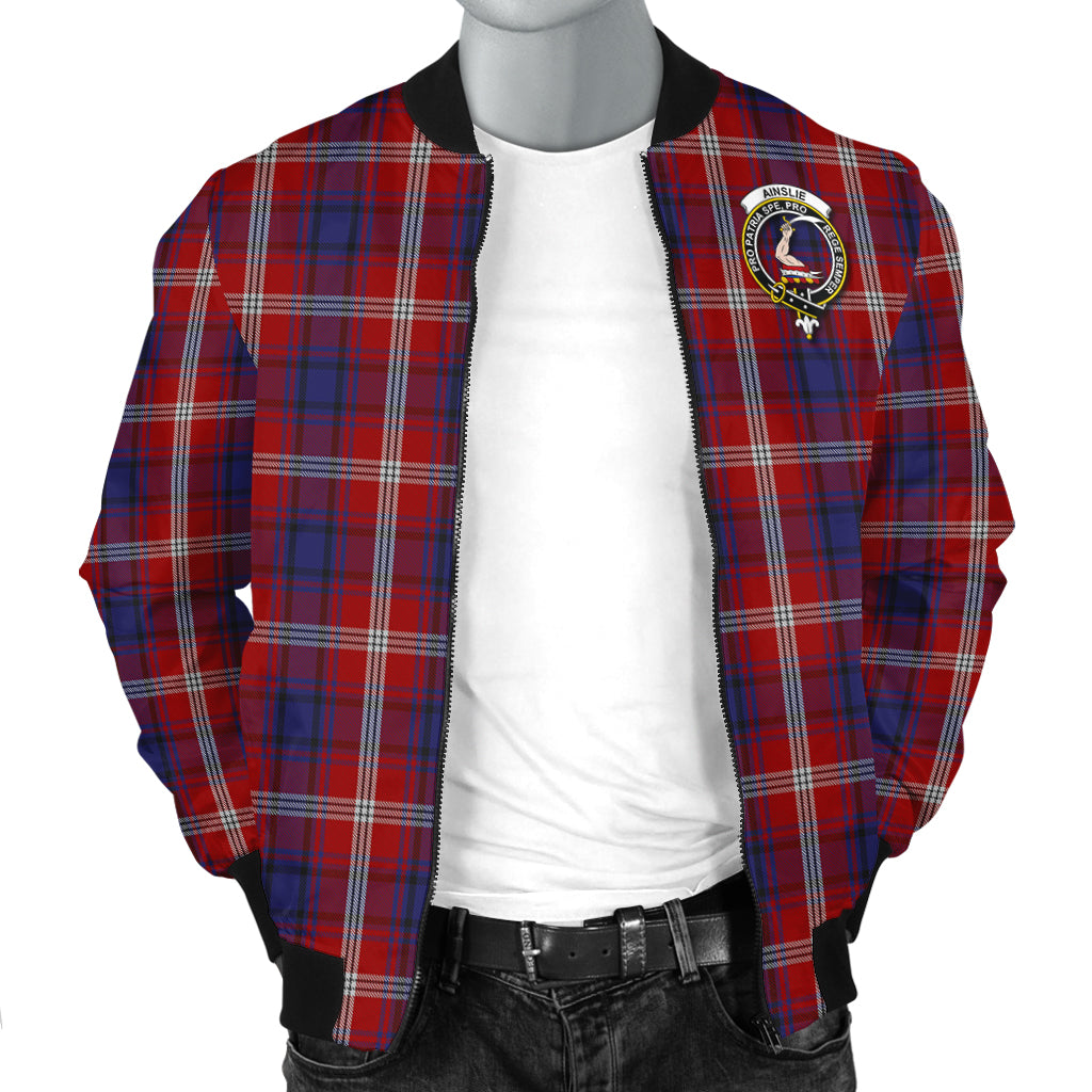 Ainslie Tartan Bomber Jacket with Family Crest - Tartanvibesclothing