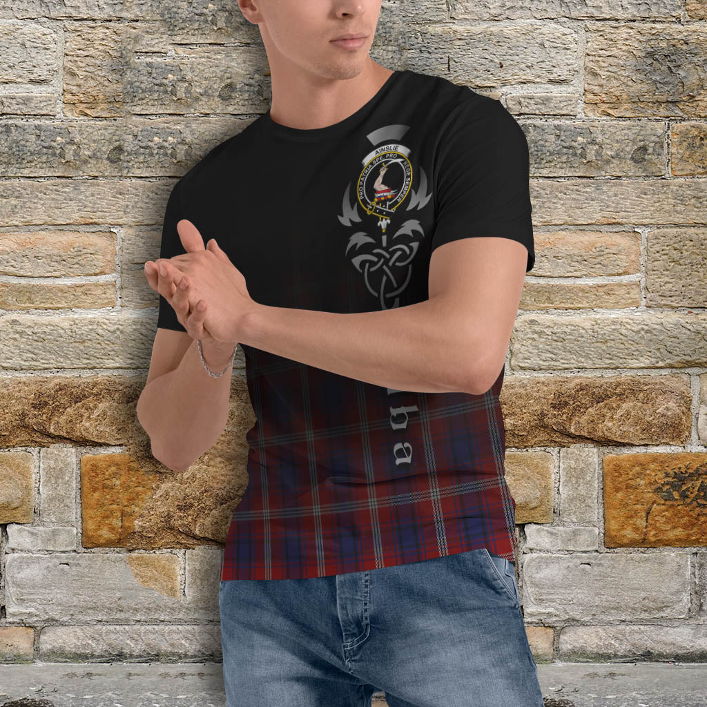 Tartan Vibes Clothing Ainslie Tartan T-Shirt Featuring Alba Gu Brath Family Crest Celtic Inspired