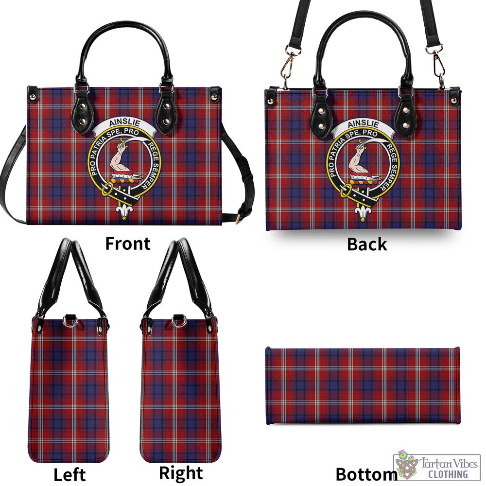 Tartan Vibes Clothing Ainslie Tartan Luxury Leather Handbags with Family Crest