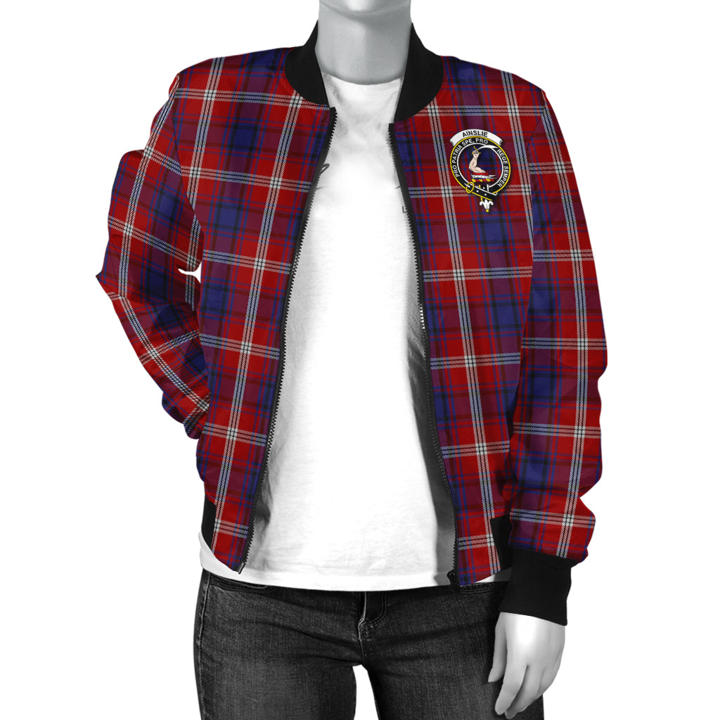 Ainslie Tartan Bomber Jacket with Family Crest - Tartanvibesclothing