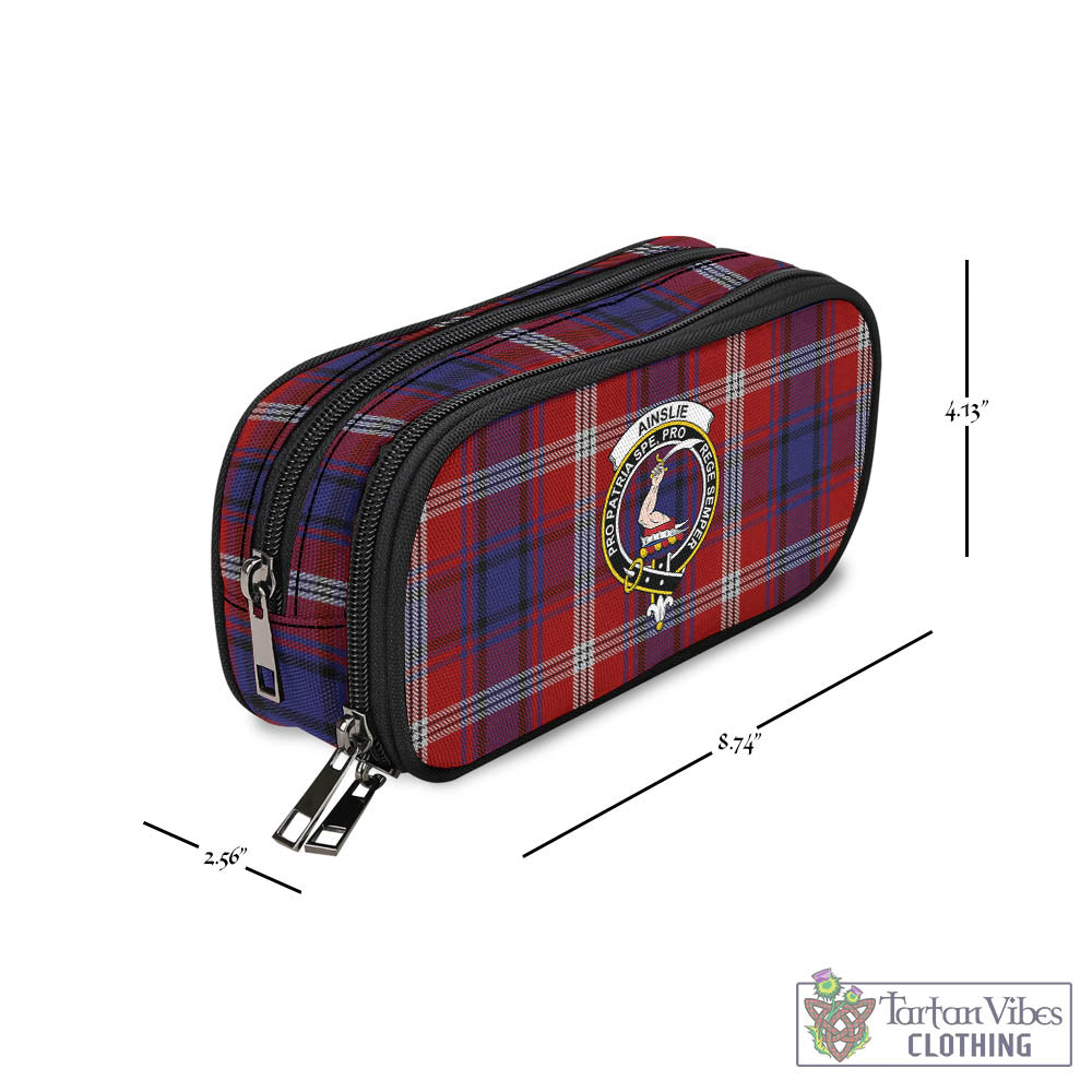 Tartan Vibes Clothing Ainslie Tartan Pen and Pencil Case with Family Crest