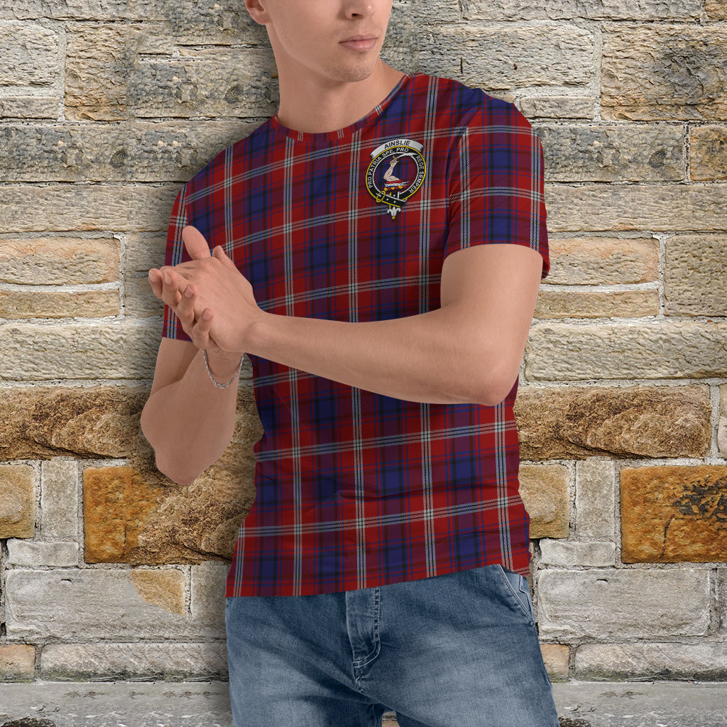 Ainslie Tartan T-Shirt with Family Crest - Tartan Vibes Clothing