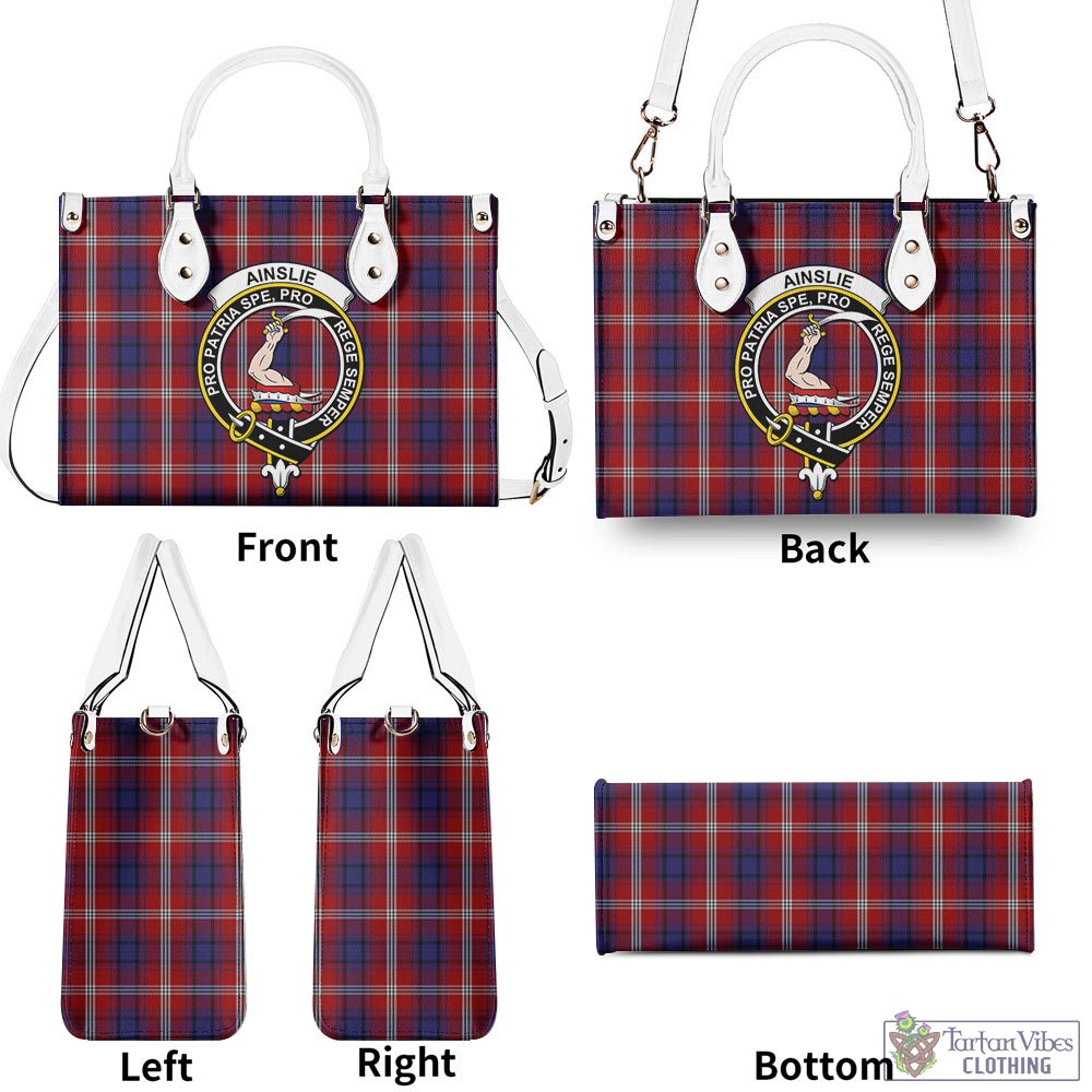 Tartan Vibes Clothing Ainslie Tartan Luxury Leather Handbags with Family Crest