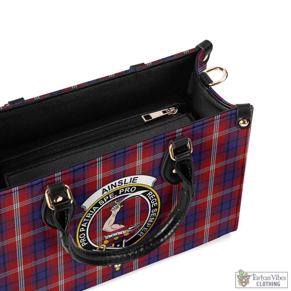 Tartan Vibes Clothing Ainslie Tartan Luxury Leather Handbags with Family Crest