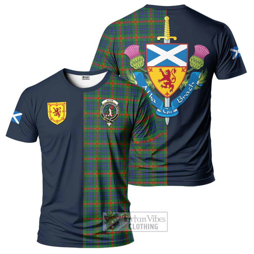 Tartan Vibes Clothing Aiton Tartan T-Shirt Alba with Scottish Lion Royal Arm Half Style