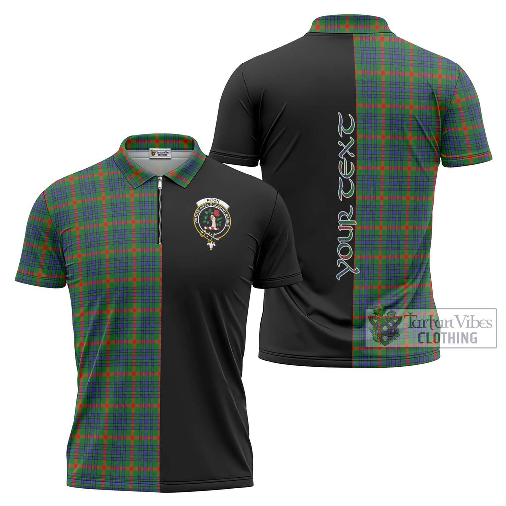 Aiton Tartan Zipper Polo Shirt with Family Crest and Half Of Me Style Unisex - Tartanvibesclothing Shop