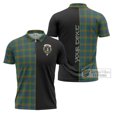 Aiton Tartan Zipper Polo Shirt with Family Crest and Half Of Me Style