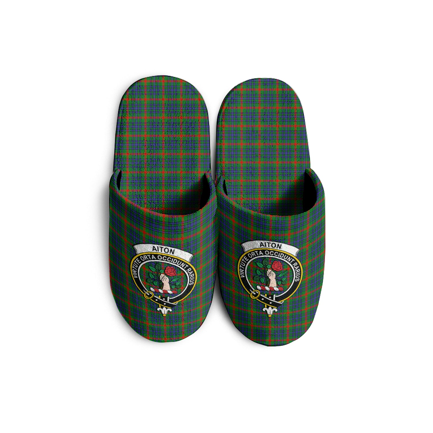 Aiton Tartan Home Slippers with Family Crest - Tartanvibesclothing