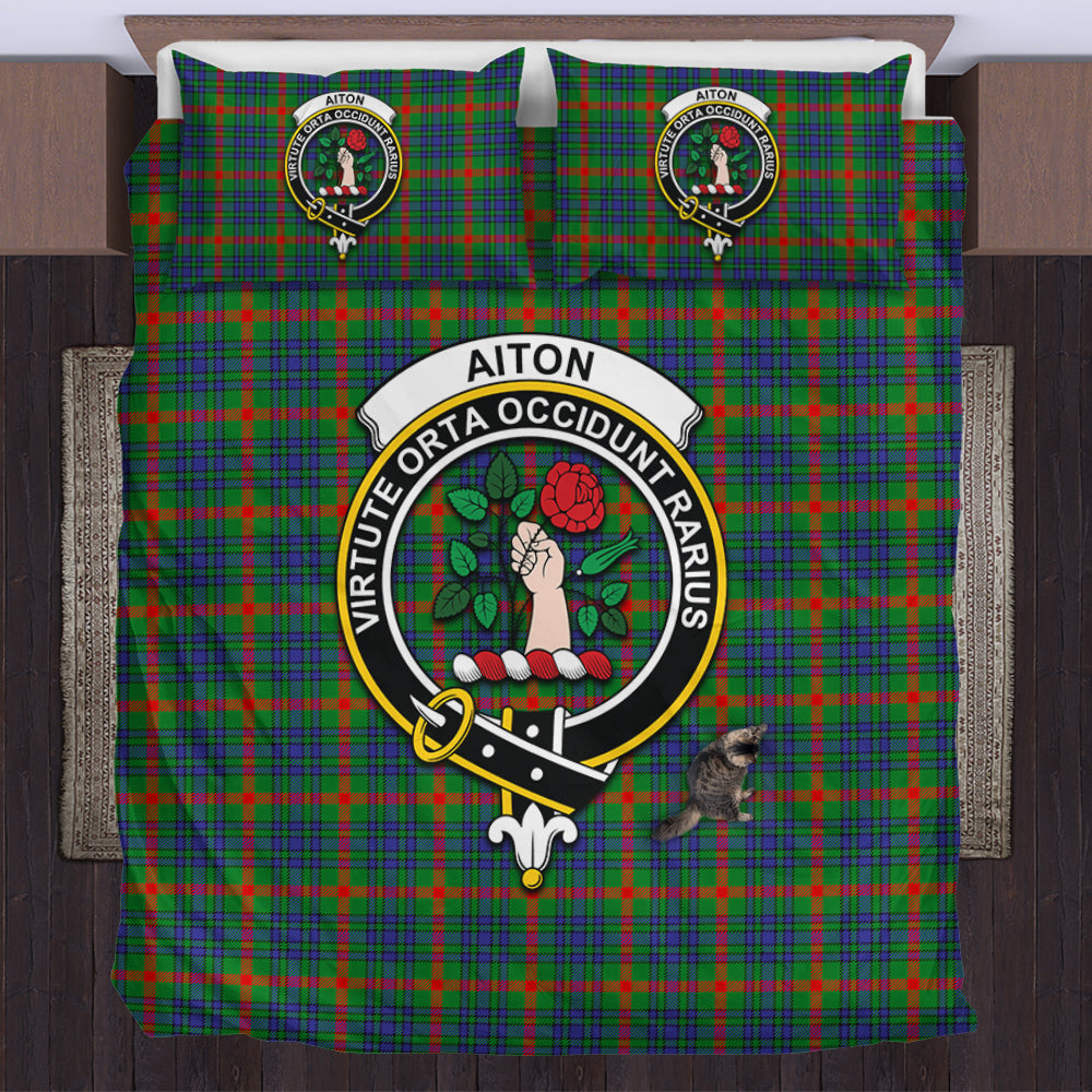 Aiton Tartan Bedding Set with Family Crest UK Bedding Set - Tartan Vibes Clothing