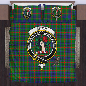 Aiton Tartan Bedding Set with Family Crest UK Bedding Set - Tartan Vibes Clothing