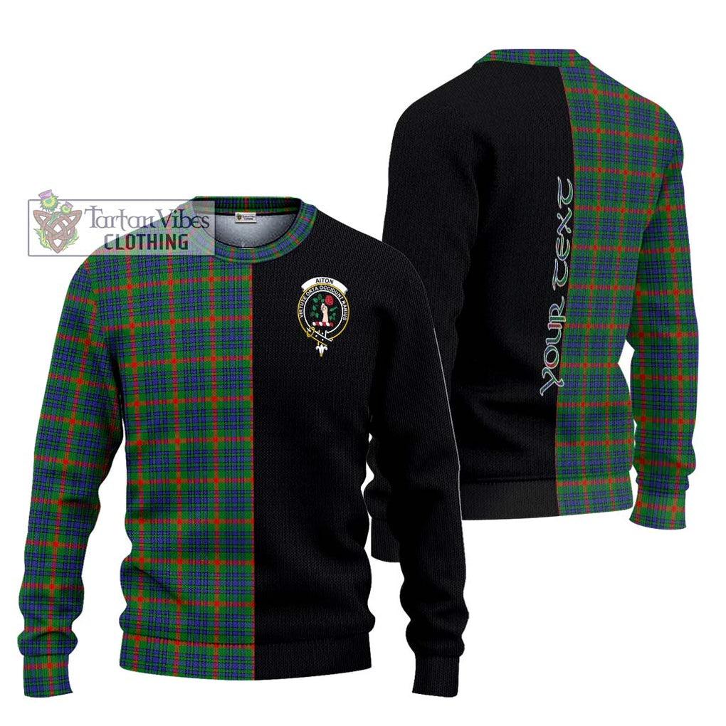 Aiton Tartan Knitted Sweater with Family Crest and Half Of Me Style Unisex - Tartanvibesclothing Shop