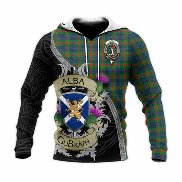 Aiton Tartan Family Crest Knitted Hoodie Lion Rampant Royal Thistle Shield Celtic Inspired Unisex Knitted Pullover Hoodie - Tartan Vibes Clothing