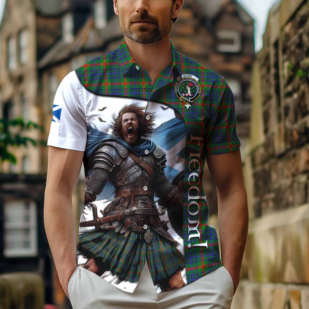 Tartan Vibes Clothing Aiton Crest Tartan Short Sleeve Button Shirt Inspired by the Freedom of Scottish Warrior