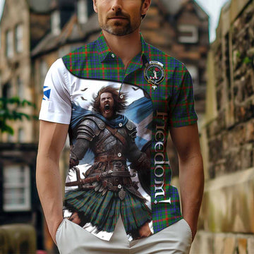 Aiton Crest Tartan Short Sleeve Button Shirt Inspired by the Freedom of Scottish Warrior