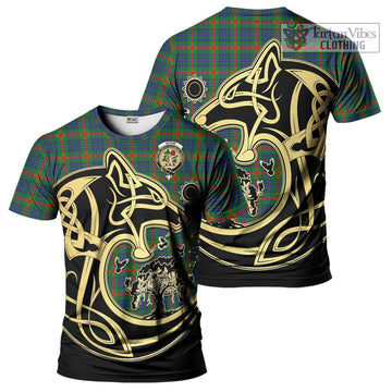 Aiton Tartan T-Shirt with Family Crest Celtic Wolf Style