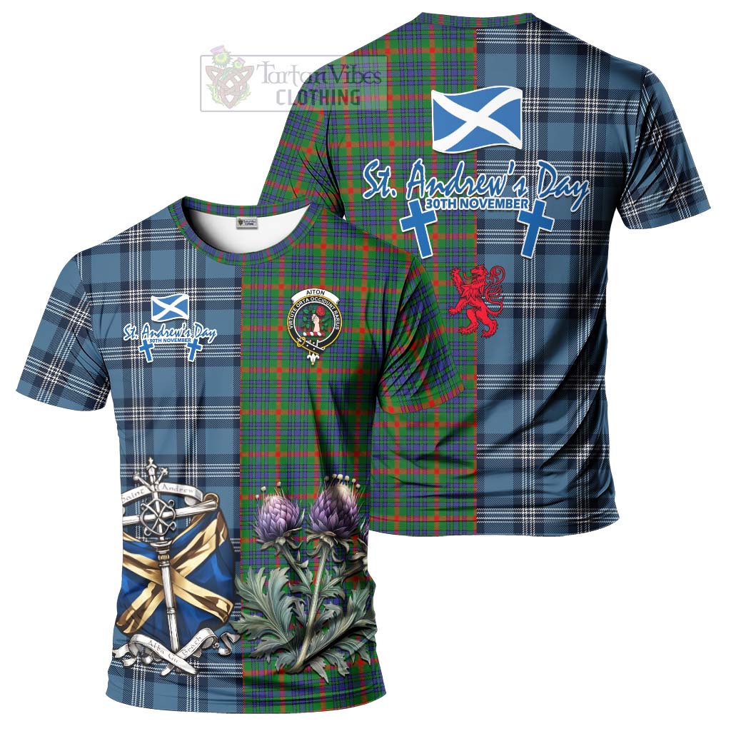 Tartan Vibes Clothing Aiton Tartan T-Shirt Happy St. Andrew's Day Half Tartan Style