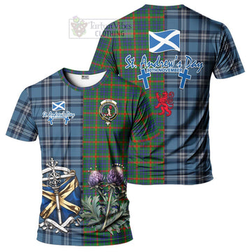 Aiton Tartan T-Shirt Happy St. Andrew's Day Half Tartan Style