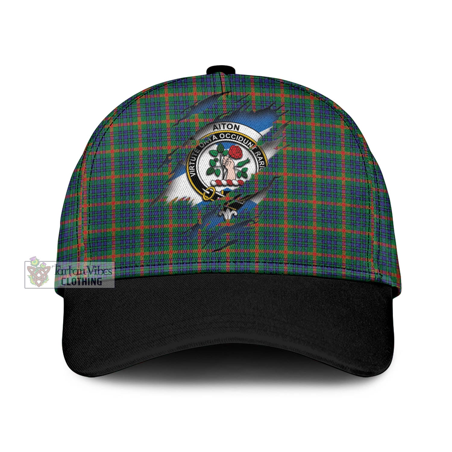 Tartan Vibes Clothing Aiton Tartan Classic Cap with Family Crest In Me Style