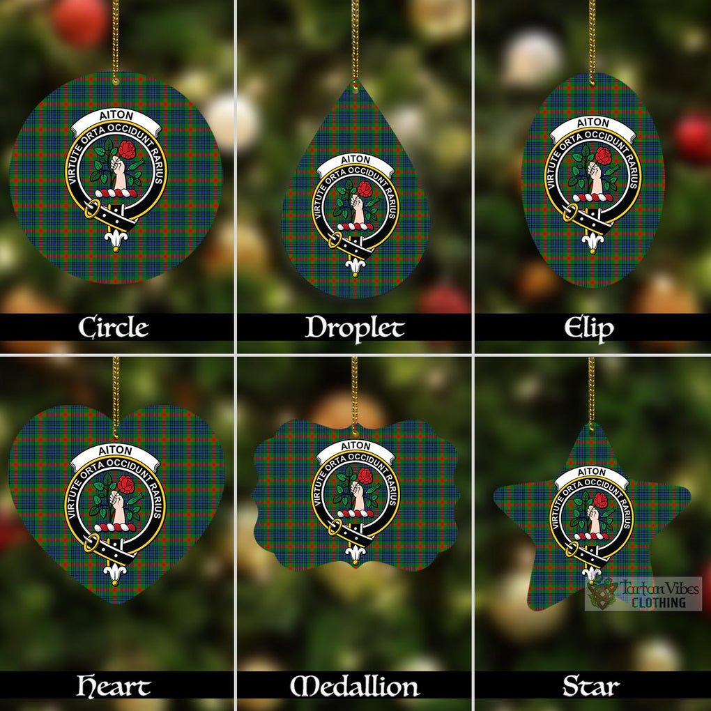 Tartan Vibes Clothing Aiton Tartan Christmas Aluminium Ornament with Family Crest