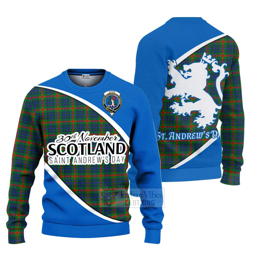 Tartan Vibes Clothing Aiton Family Crest Tartan Knitted Sweater Celebrate Saint Andrew's Day in Style