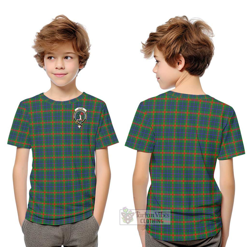 Aiton Tartan Kid T-Shirt with Family Crest Youth XL Size14 - Tartan Vibes Clothing