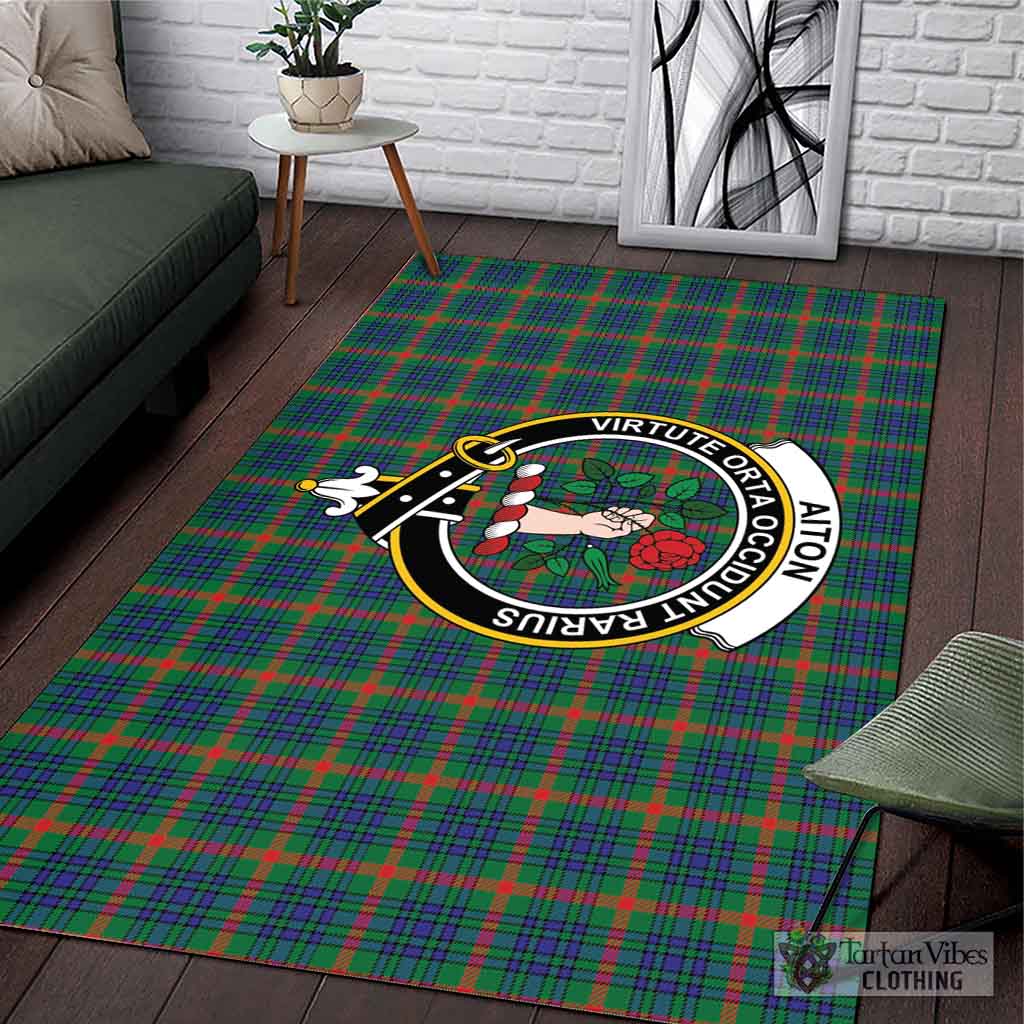 Tartan Vibes Clothing Aiton Tartan Area Rug with Family Crest