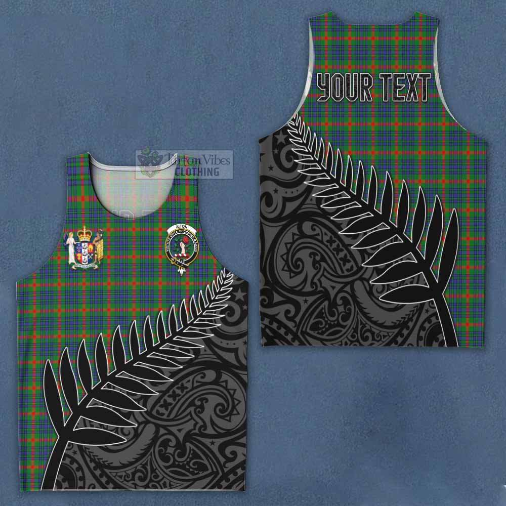 Tartan Vibes Clothing Aiton Crest Tartan Men's Tank Top with New Zealand Silver Fern Half Style