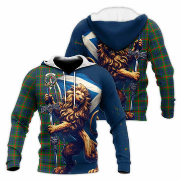 Aiton Tartan Family Crest Knitted Hoodie with Scottish Majestic Lion