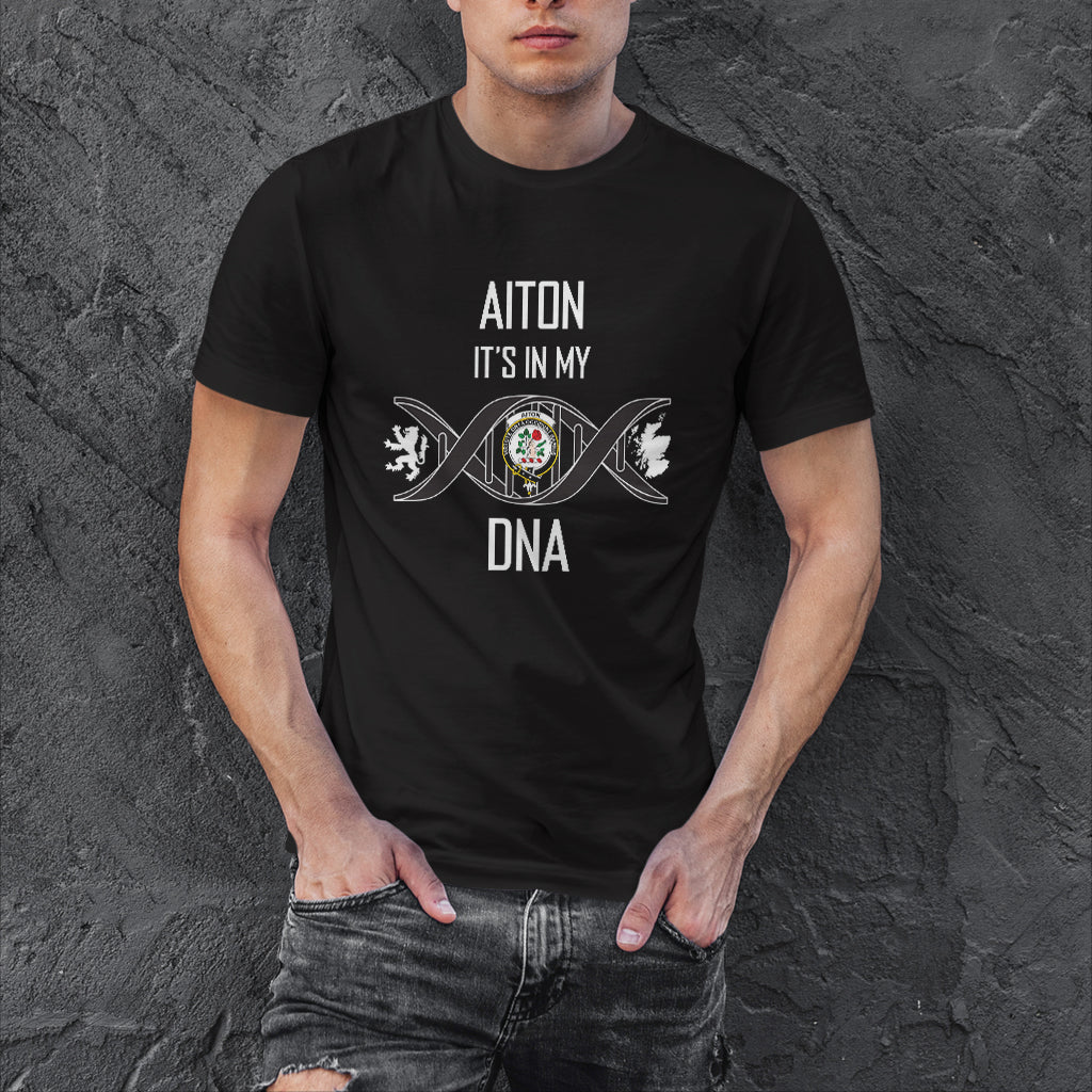 Aiton Family Crest DNA In Me Mens T Shirt Black - Tartanvibesclothing