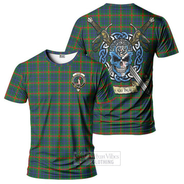 Aiton Tartan T-Shirt with Family Crest Celtic Skull Style