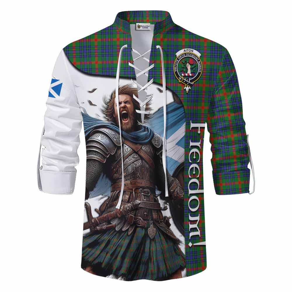 Tartan Vibes Clothing Aiton Crest Tartan Ghillie Kilt Shirt Inspired by the Freedom of Scottish Warrior