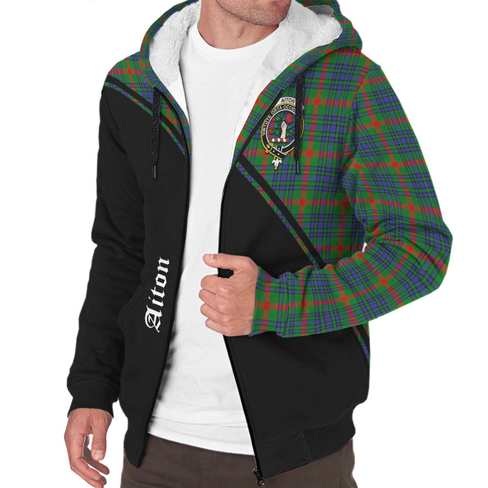 Aiton Tartan Sherpa Hoodie with Family Crest Curve Style Unisex - Tartanvibesclothing