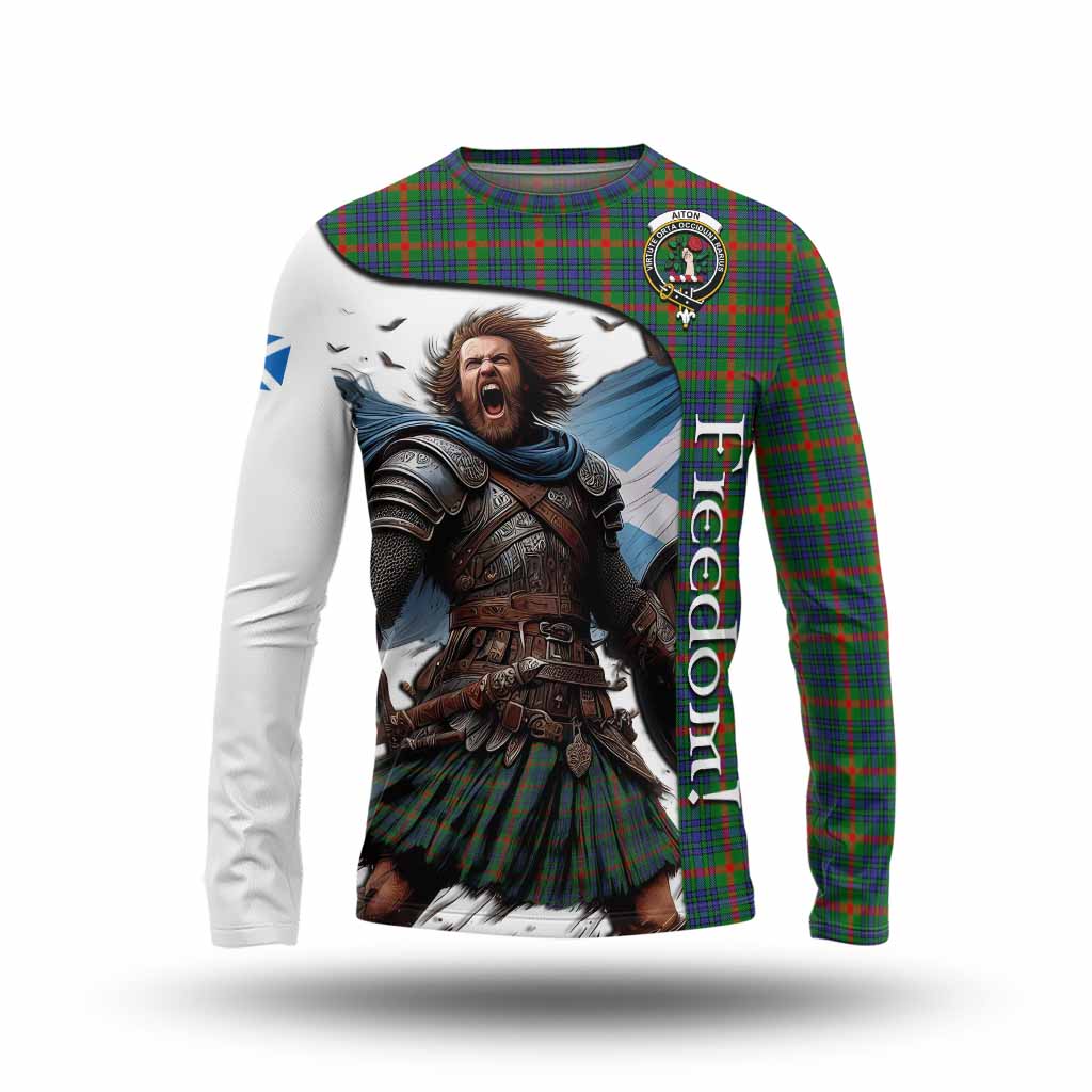 Tartan Vibes Clothing Aiton Crest Tartan Long Sleeve T-Shirt Inspired by the Freedom of Scottish Warrior