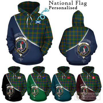 Aiton Tartan Hoodie with Personalised National Flag and Family Crest Half Style